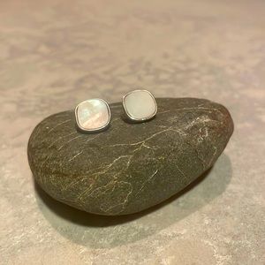 Mother of pearl / sterling silver white studded earrings